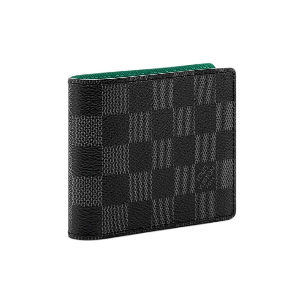 LOUIS VUITTON Slender Damier Graphite Canvas Wallet - Black and Borneo Green - N40839
