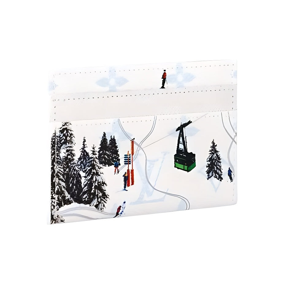 LOUIS VUITTON Double Monogram Leather Card Holder White Ski Collection M14864