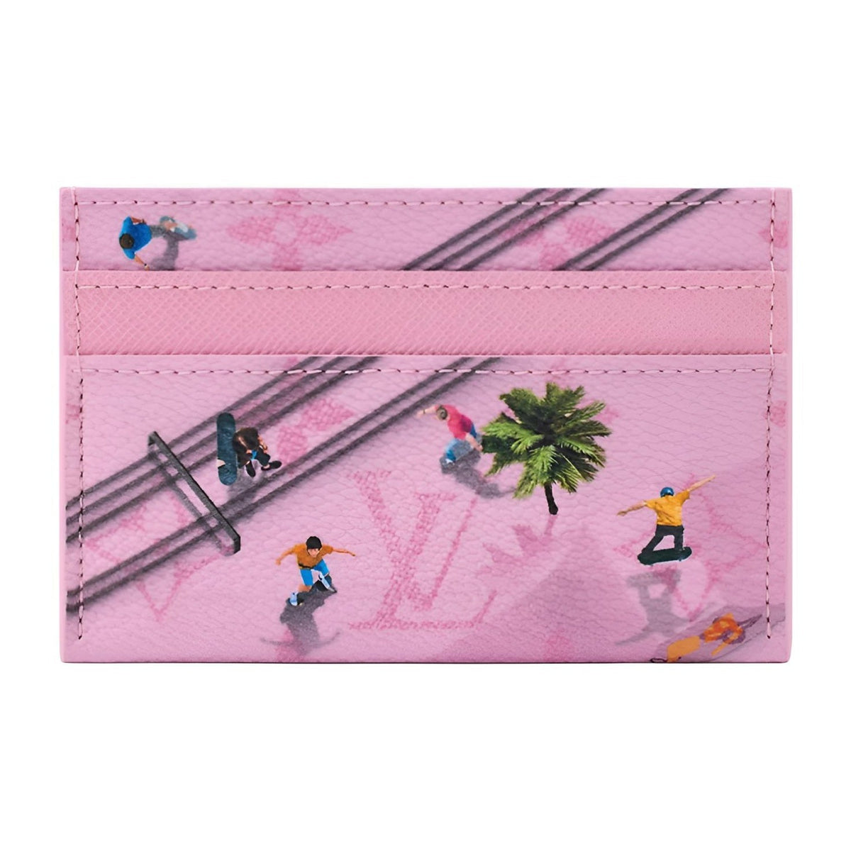 LOUIS VUITTON Double Card Holder Skateboarding Print Pink M26803