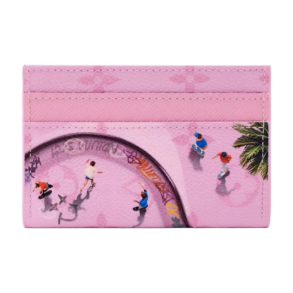 LOUIS VUITTON Double Card Holder Skateboarding Print Pink M26803