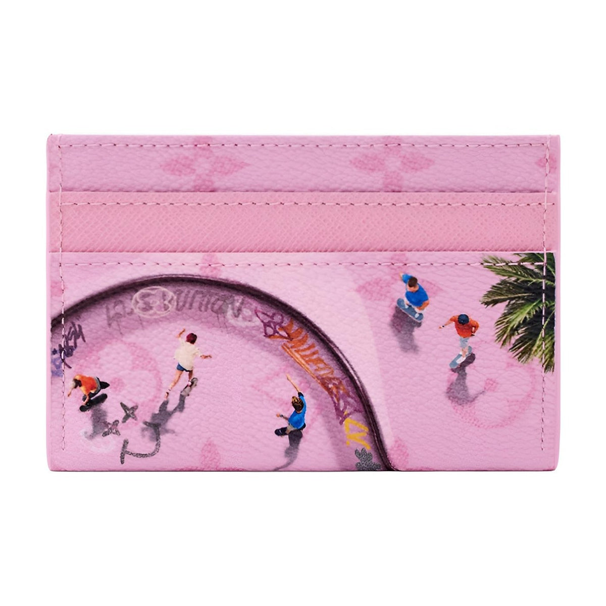 LOUIS VUITTON Double Card Holder Skateboarding Print Pink M26803