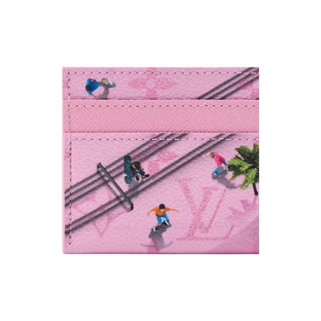 LOUIS VUITTON Double Card Holder Skateboarding Print Pink M26803